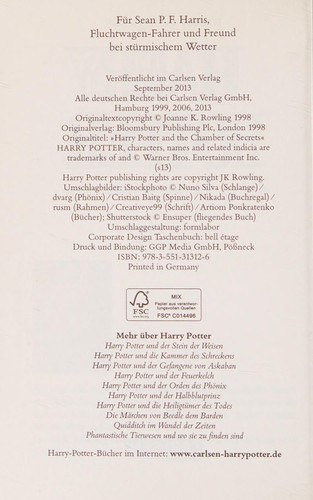 J.K. Rowling: Harry Potter 02 (German language, 2013, Carlsen Verlag GmbH)